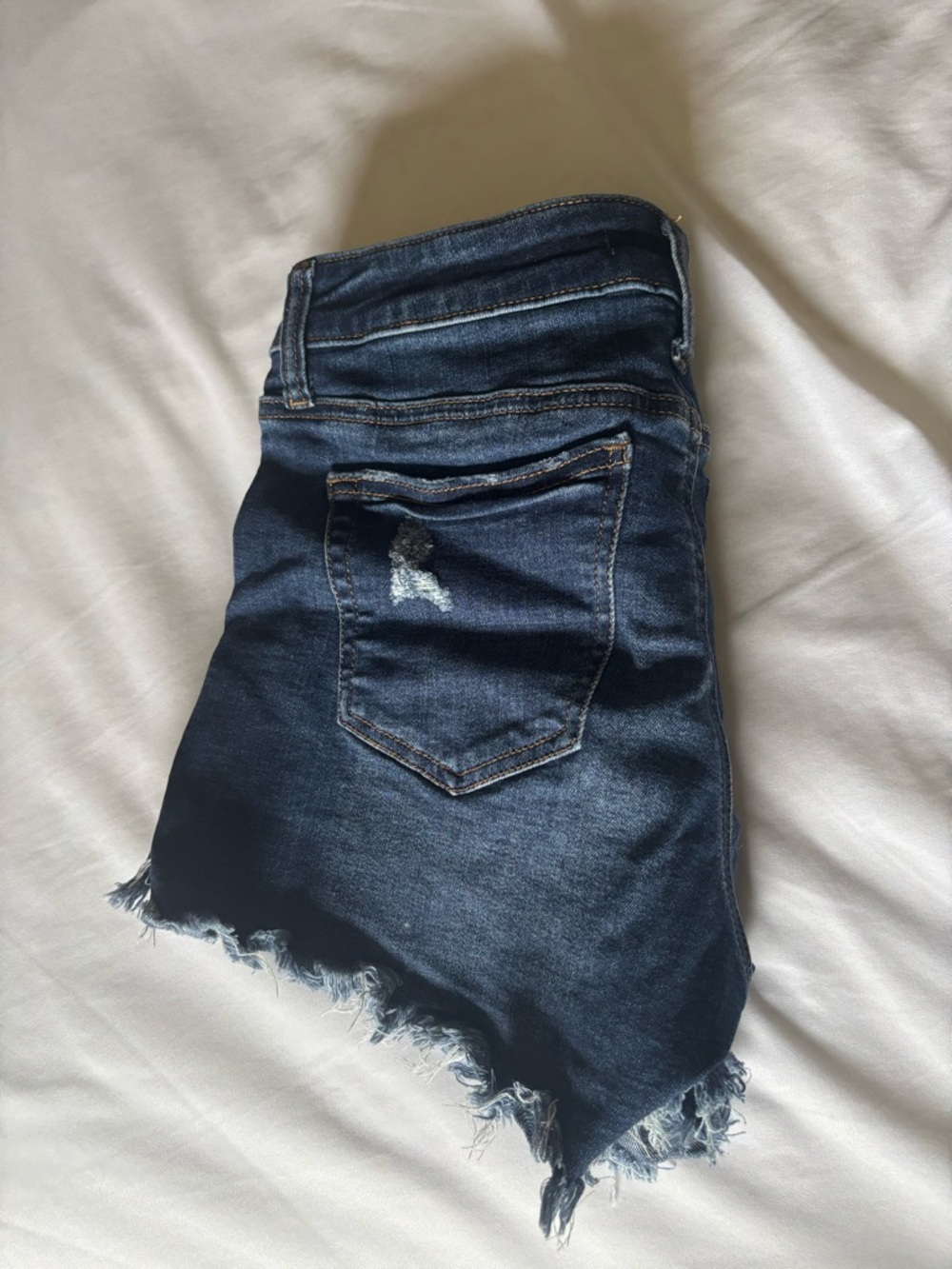Silver Jeans Dark Blue Frayed Denim Shorts